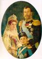 Государь Император НиколайII с Императрицей и Цесаревичем. Юбилейный портрет. 1915г